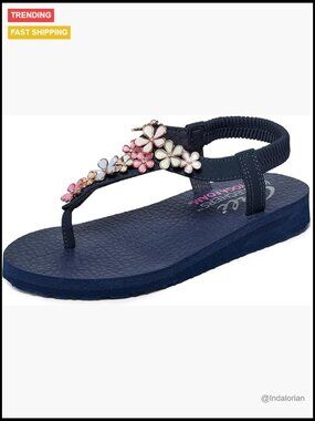 Floral Embellished Sling Back Sandals with Yoga Foam Cushioned Footbed